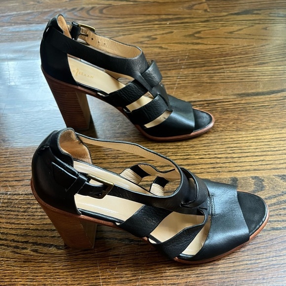 Cole Haan black leather sandals heels buckle women’s  size 9 - Picture 5 of 10